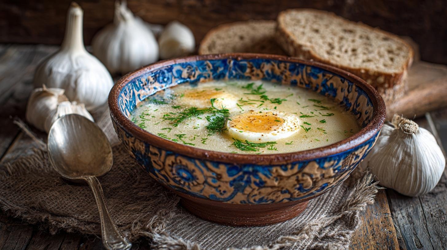Česnečka s vejcem a bramborem – starý lék na chladné dny