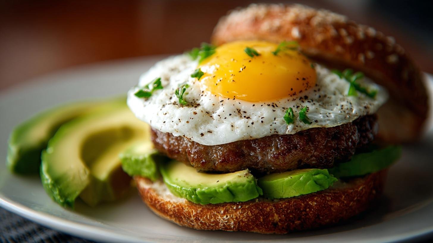 Hovězí burger s vejcem a avokádem – moderní klasika