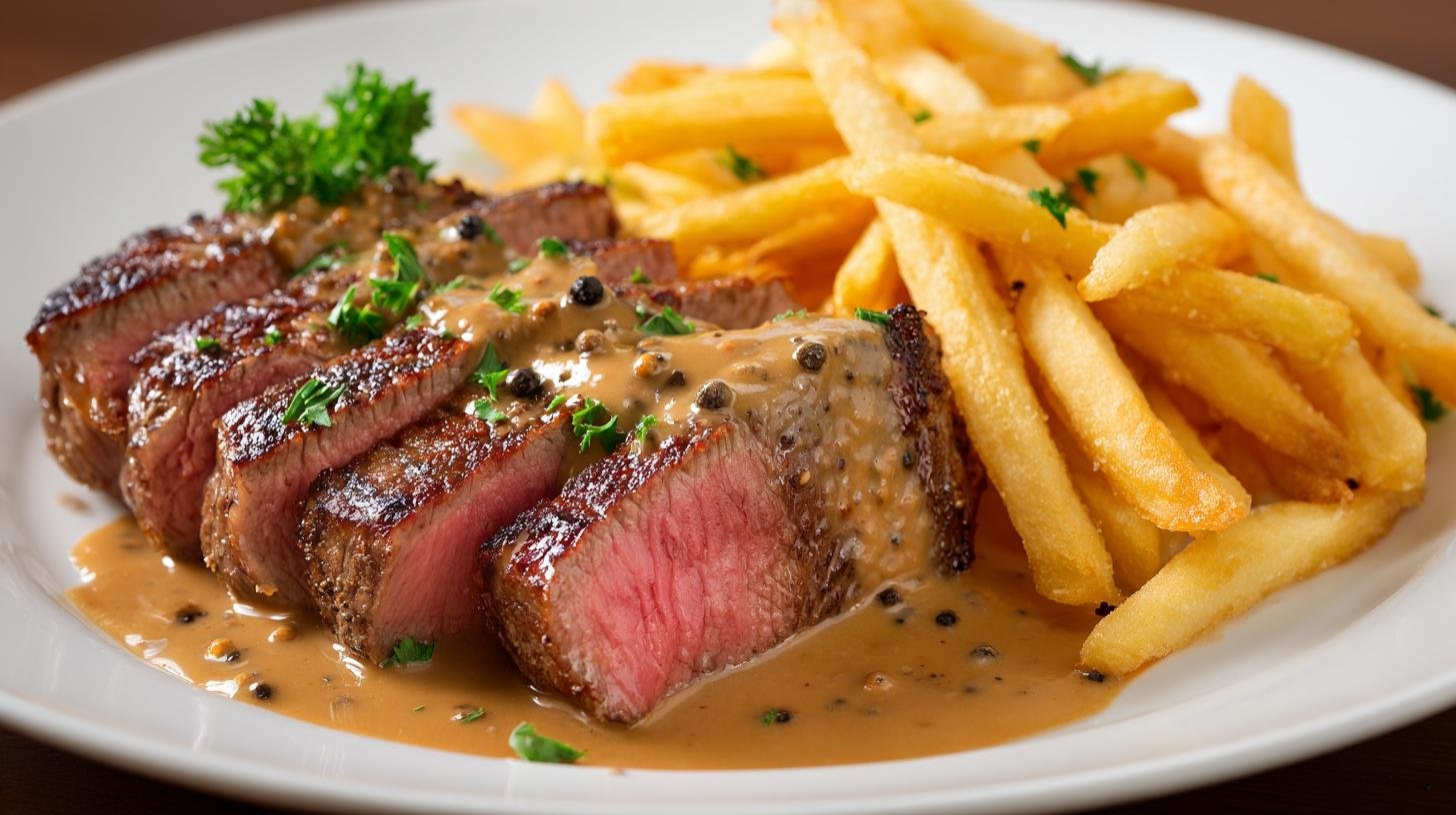 Hovězí roštěná s pepřovou omáčkou a hranolkami – praktický trik, který ohromí. Tipy na servírování a úsporu