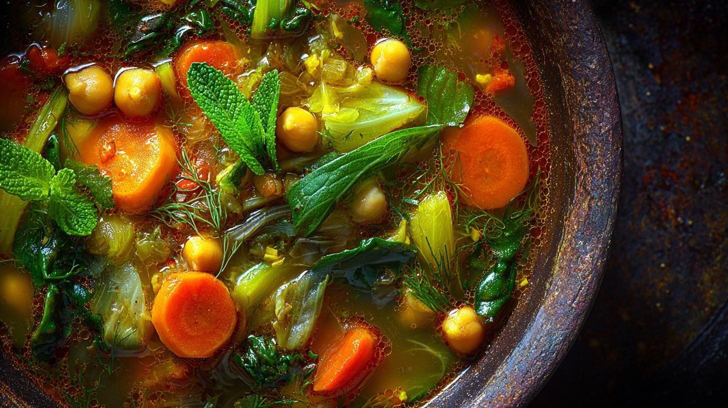 Zeleninový vývar s cizrnou – bez masa, ale plný chuti