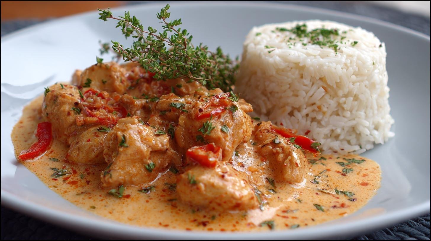 Kuře na paprice s rýží – jemné a krémové jídlo pro každý den. Čas, porce a úspora