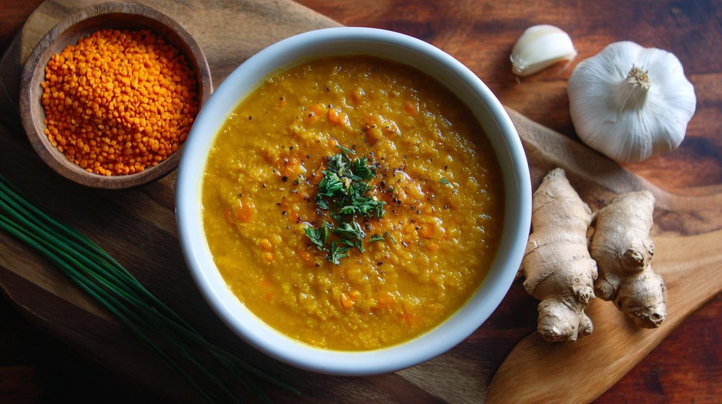 Zdravá čočková polévka: jednoduchý recept s kurkumou a česnekem. Postup krok za krokem