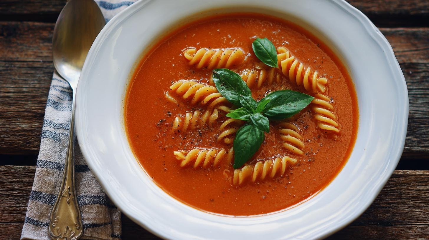 Szybka zupa pomidorowa z makaronem i świeżą bazylią – ekspresowe rozwiązanie. Proč to funguje právě teď