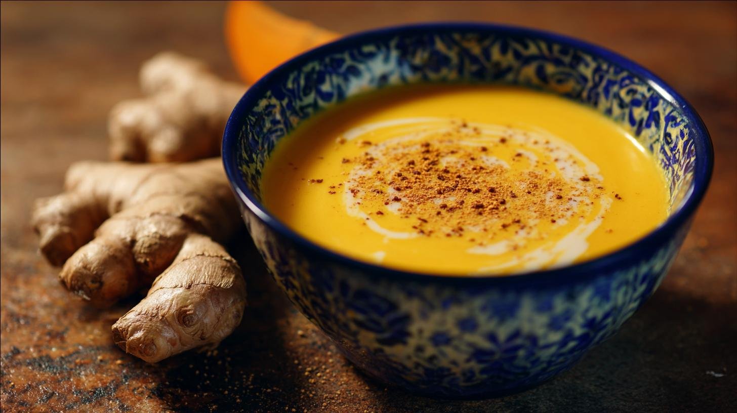 Krémová dýňová polévka s kokosovým mlékem a zázvorem. Rychlý postup