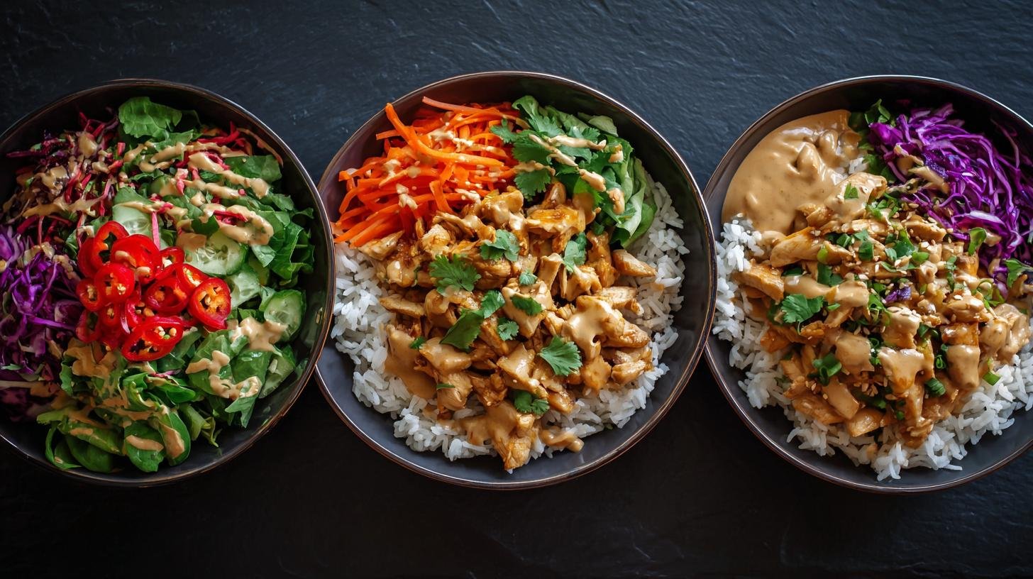 Tři rychlé obědy z kuřecího masa – bez trouby a bez stresu. 2) Asijský kuřecí salát s arašídovou zálivkou