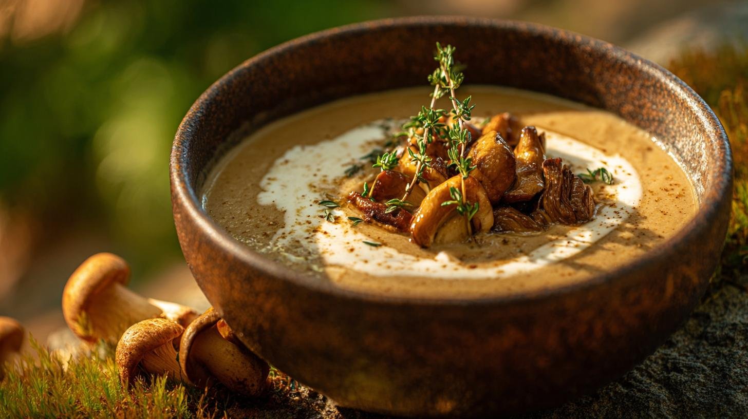 Houbová polévka z lesních hub, tymiánu a smetany – tajemství lesa v misce. Proč tahle polévka funguje