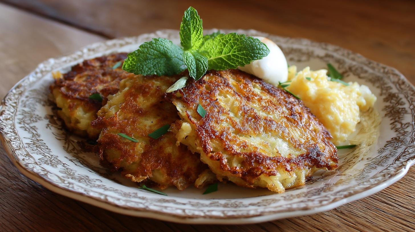 Domácí bramboráky s česnekem, majoránkou a kysaným zelím – rychlá česká klasika