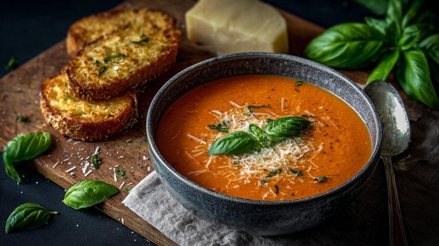 Rajčatová polévka s bazalkou a parmazánem za 15 minut