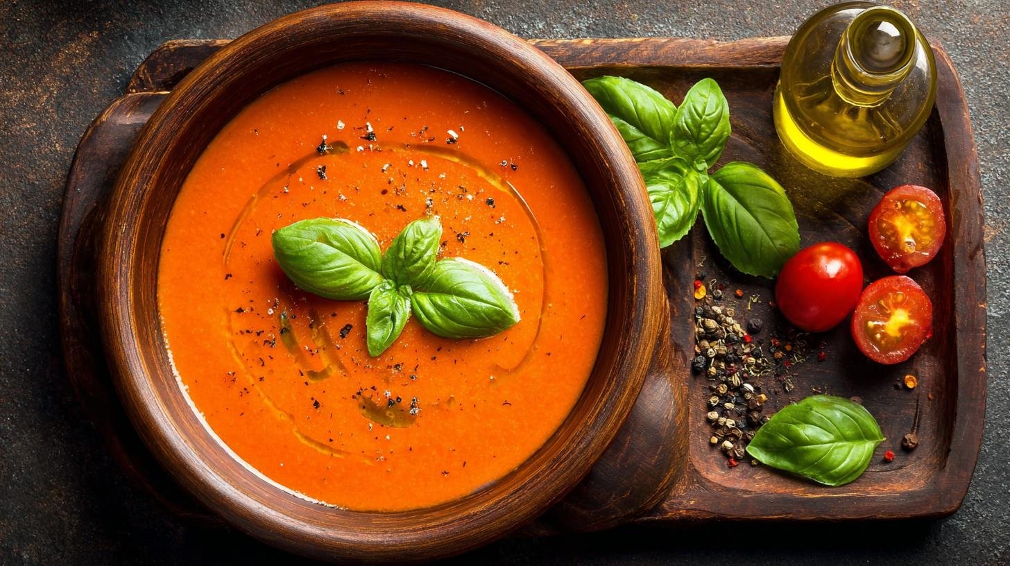Rajčatová polévka s bazalkou a olivovým olejem – jednoduchá a dokonalá. Tipy pro úsporu času a peněz