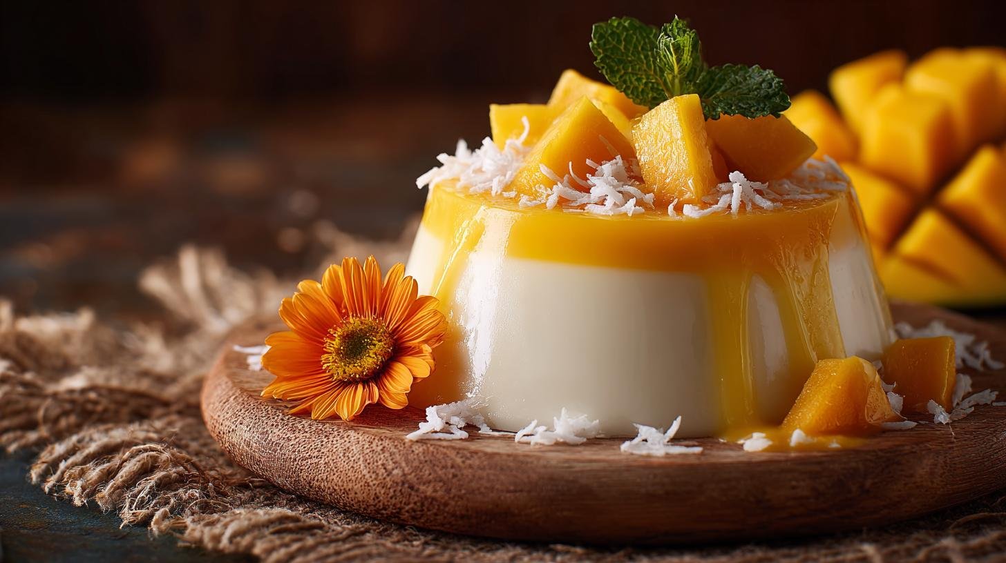Panna cotta s kokosem a mangem – vůně léta v každé lžičce