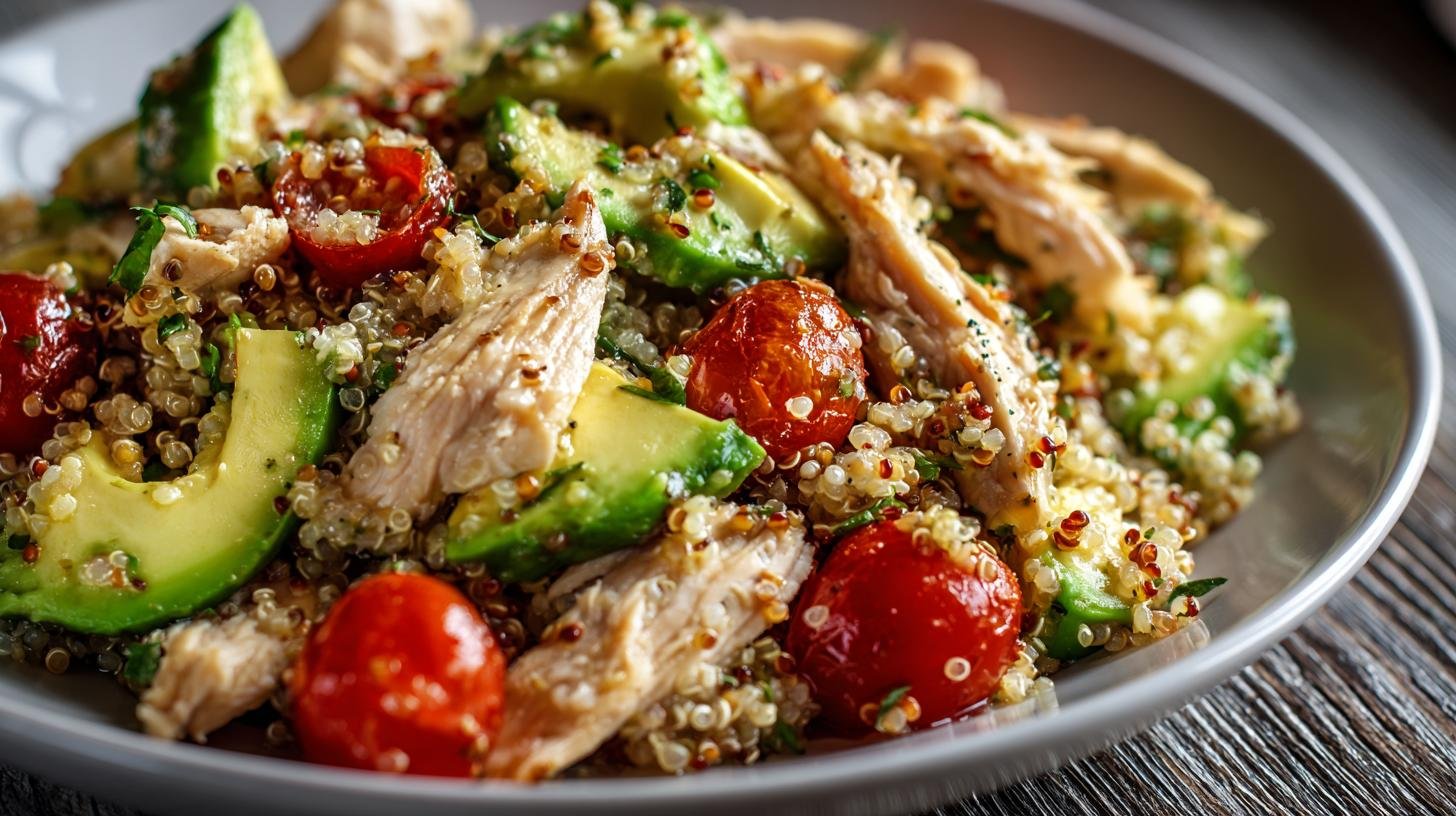 Sałatka z kurczakiem, awokado i quinoą – tania, zdrowa i szybka opcja na lunch. Variace, triky a úspora