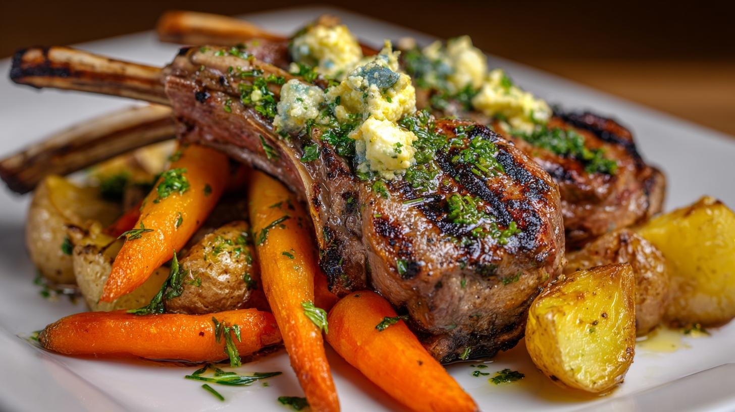 Jehněčí kotletky s bylinkovým máslem, pečenou mrkví a bramborem – expertní volba