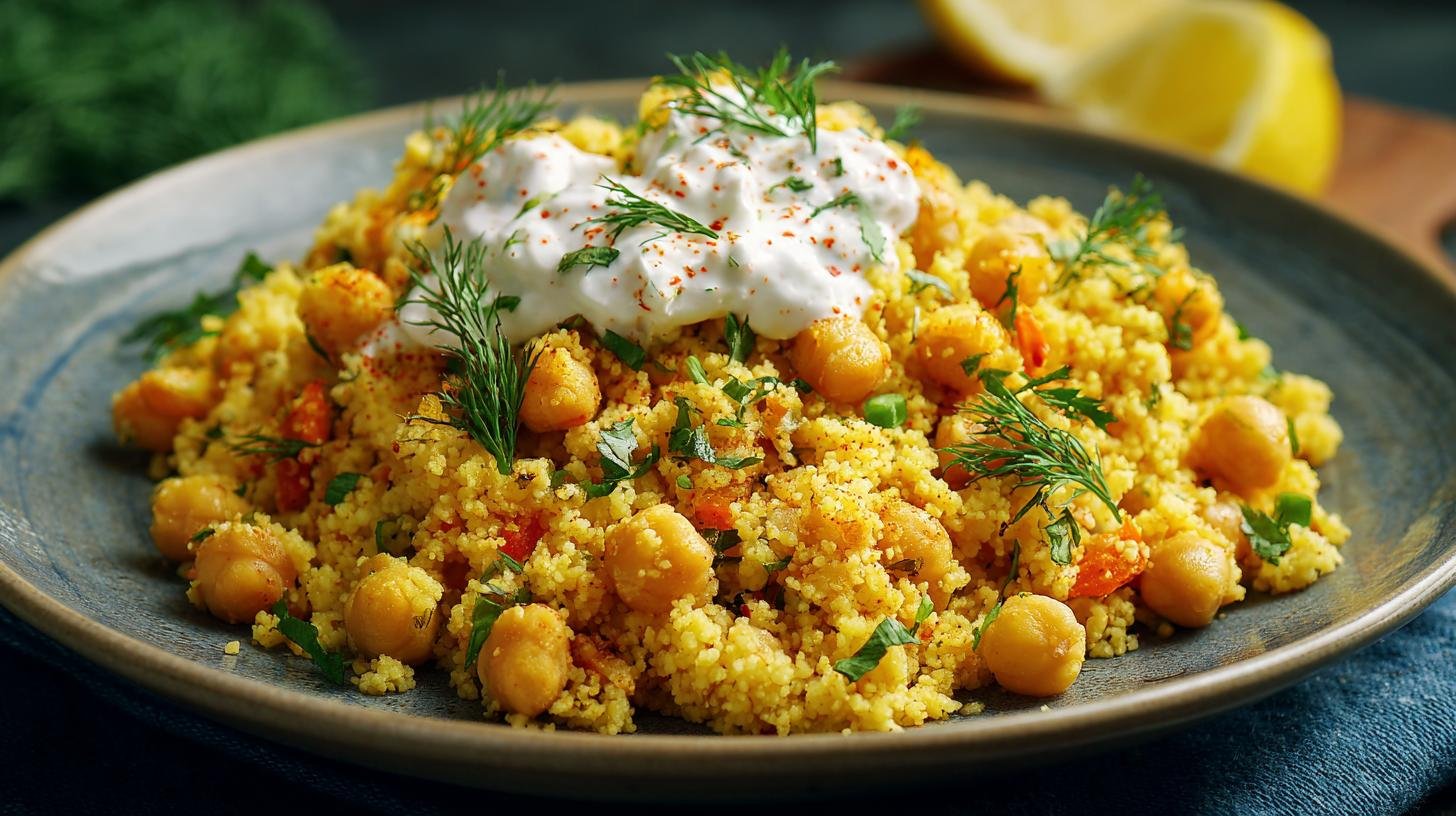 Kuskus a cizrna s jogurtem – zdravé jídlo z jedné pánve