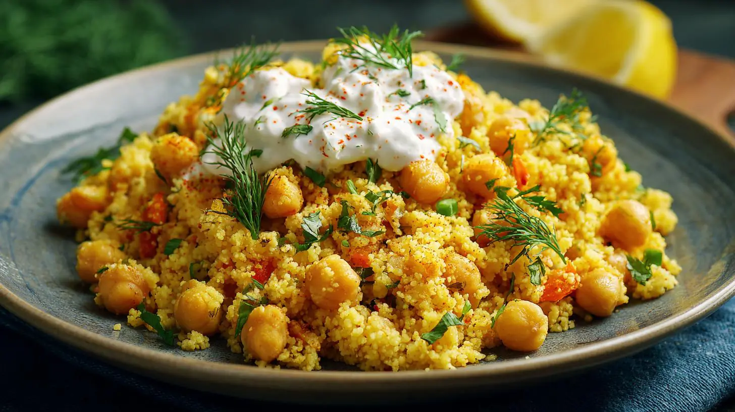 Kuskus a cizrna s jogurtem – zdravé jídlo z jedné pánve