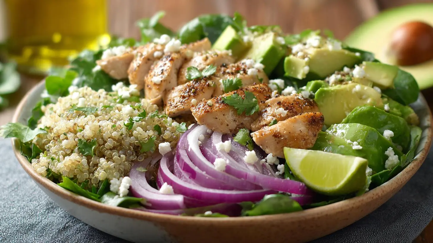 Sałatka z kurczakiem, awokado i quinoą – tania, zdrowa i szybka opcja na lunch