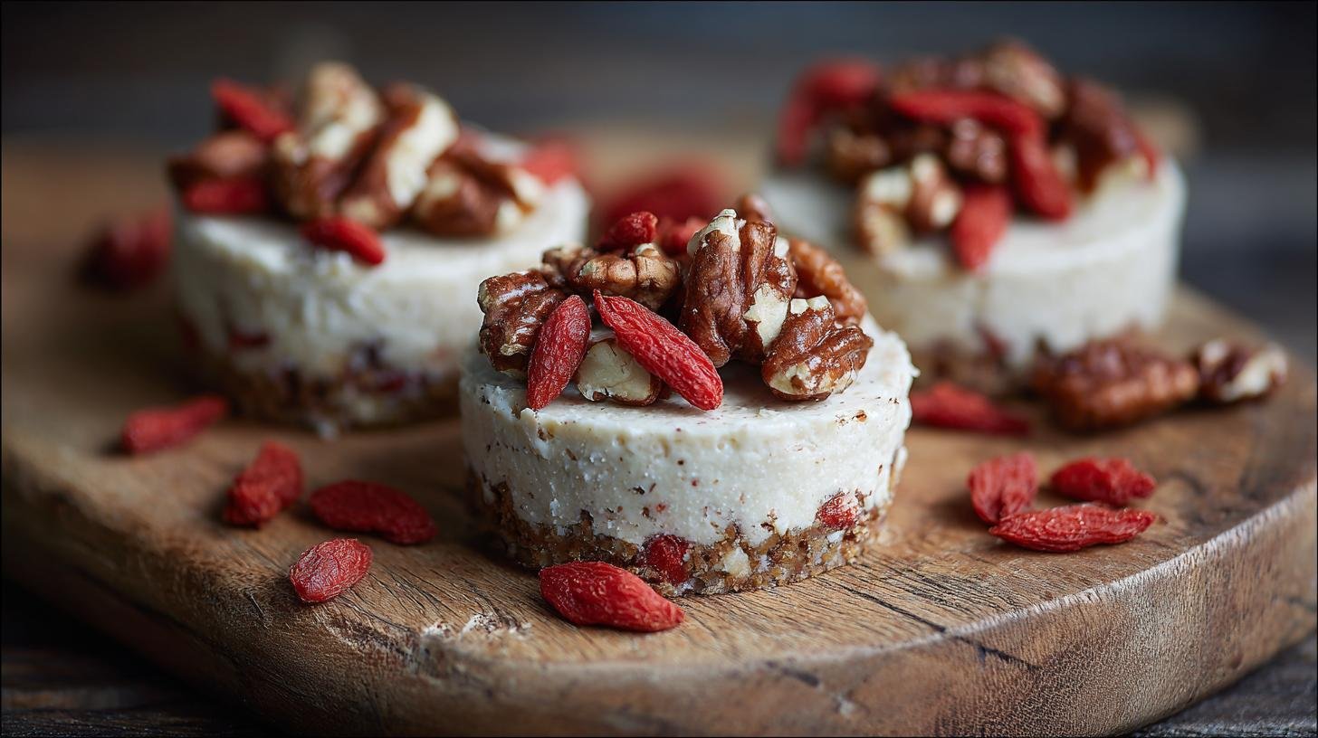 Raw cheesecaky s oříšky, datlemi a goji – zdravá varianta dezertu pro vědomé. Rychlý recept a tipy úspory času