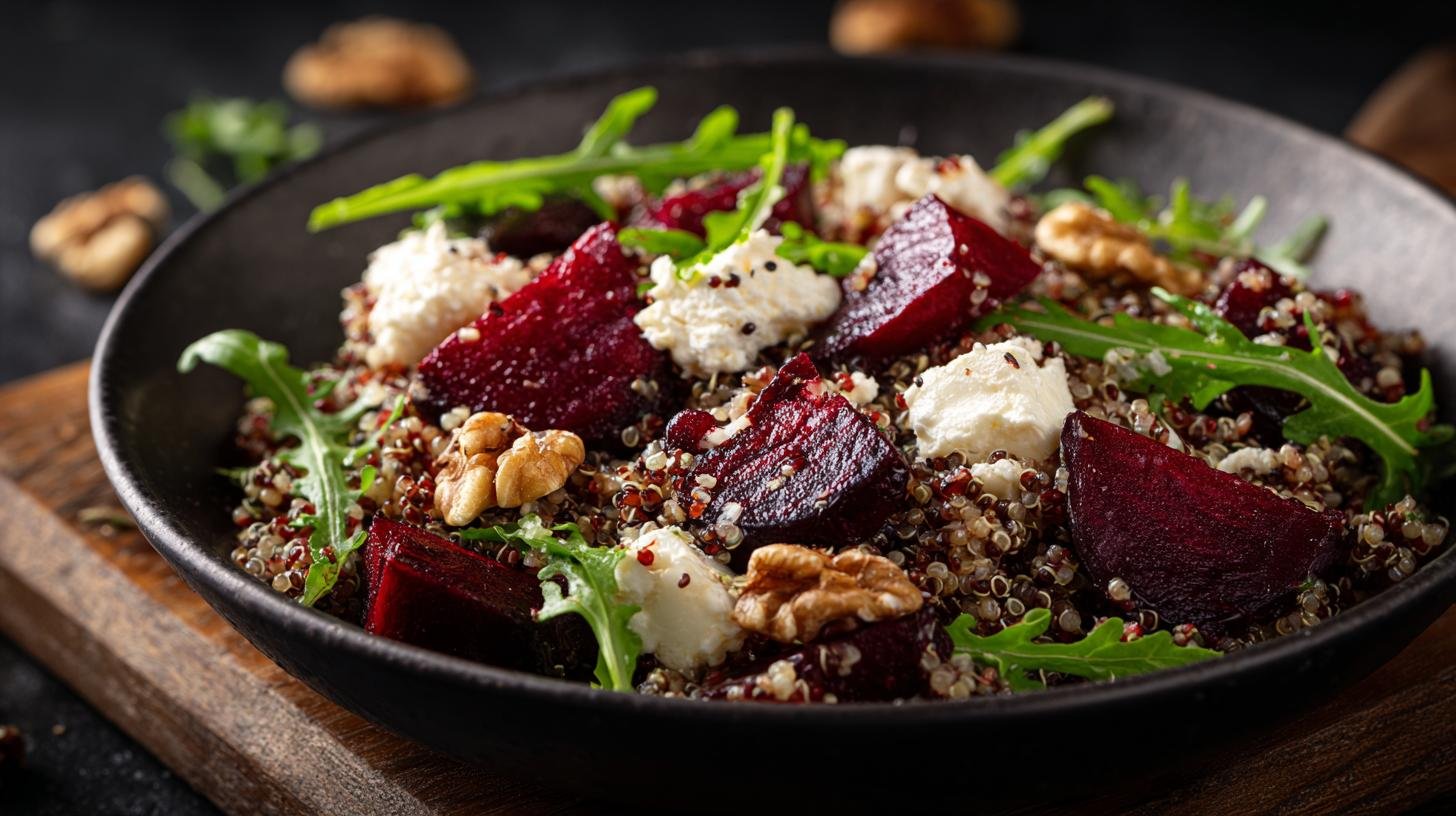 Quinoa salát s červenou řepou, fetou a rukolou – geniální volba pro zdraví. Kdy si ho dát