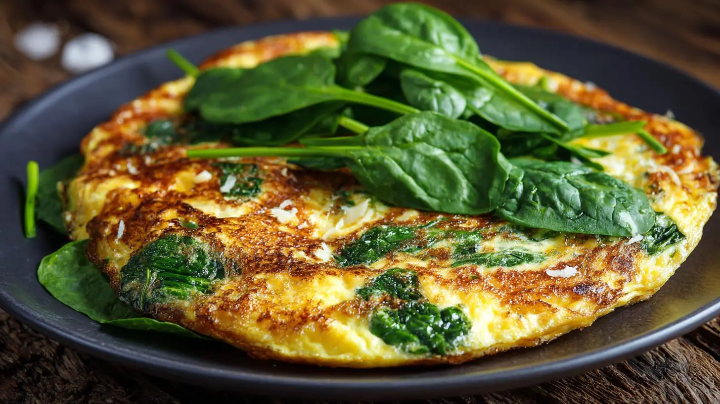 Vaječná omeleta s parmazánem a špenátem – snídaně bez stresu