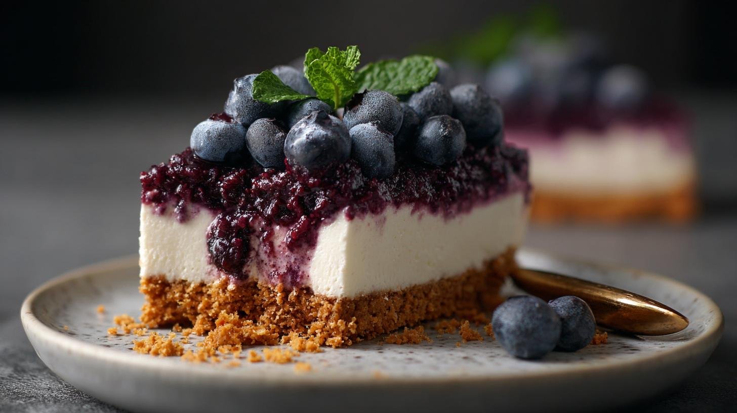 Rychlý cheesecake bez pečení s borůvkami