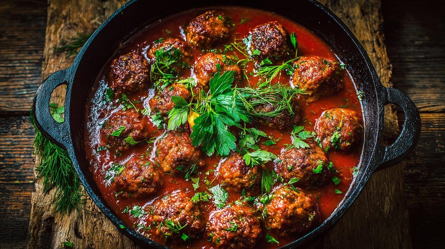 Masové kuličky v rajčatové omáčce s bylinkami