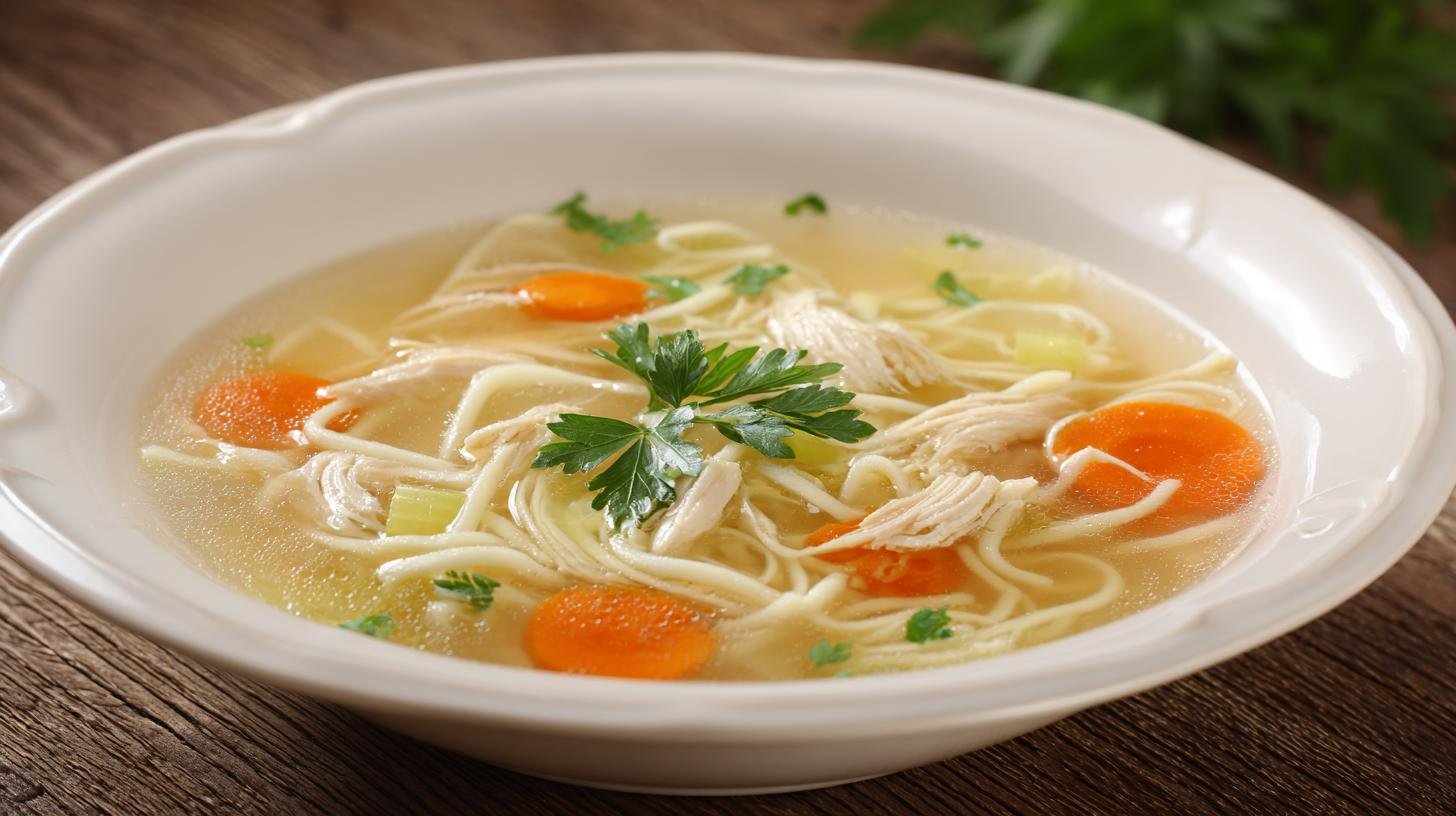 Kuřecí vývar s nudlemi, celerem a mrkví – základní recept, který každá domácnost potřebuje