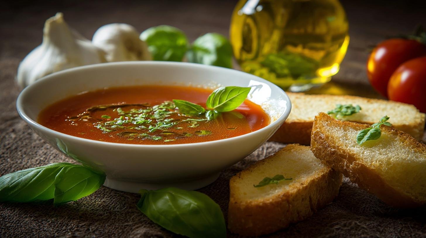 Rajčatová polévka s bazalkou a olivovým olejem – chuť Středomoří u stolu. Proč se držet základů