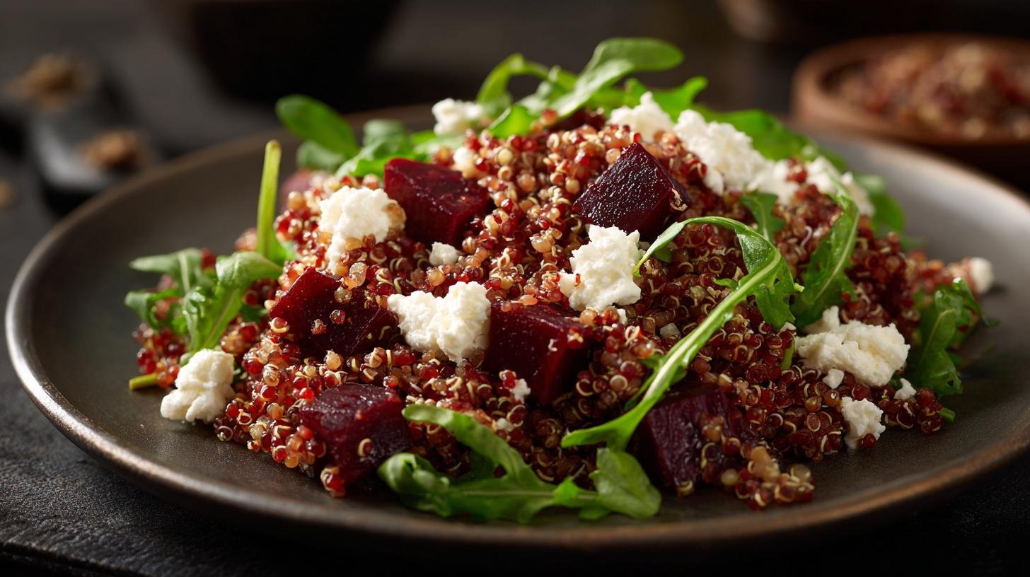 Quinoa salát s červenou řepou, fetou a rukolou – geniální volba pro zdraví. Recept a praktické kroky