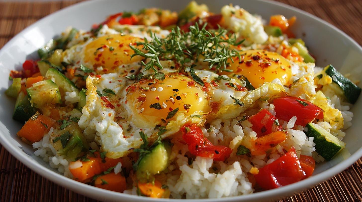 Rýže, vejce a zelenina za 10 minut – rychlá večeře bez stresu. Rychlý postup za 10 minut