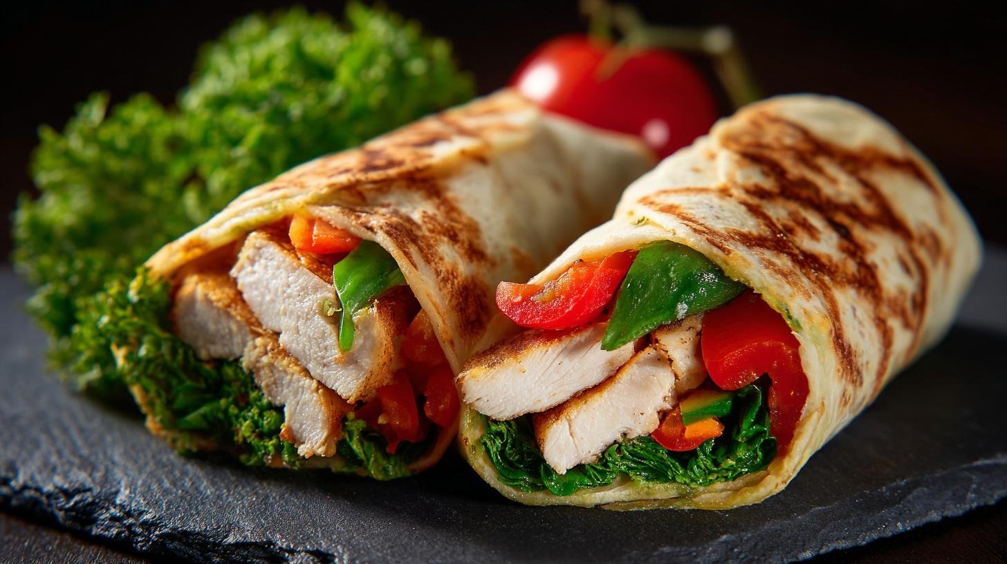 Zdravé wrapy s kuřecím masem a zeleninou
