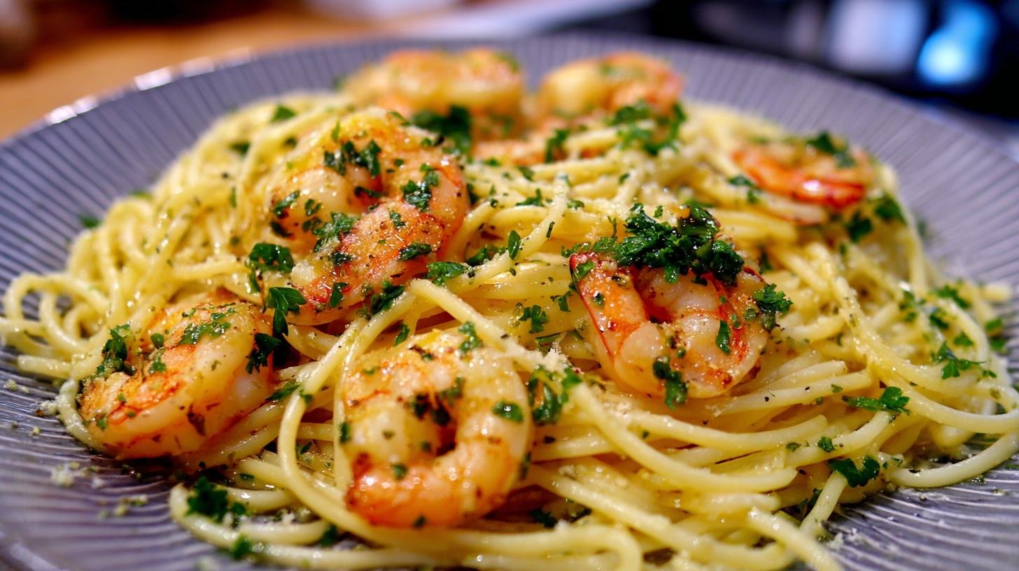 Makaron spaghetti aglio e olio z krewetkami i pietruszką – genialny trik na szybki obiad. Tipy, které ušetří čas i peníze