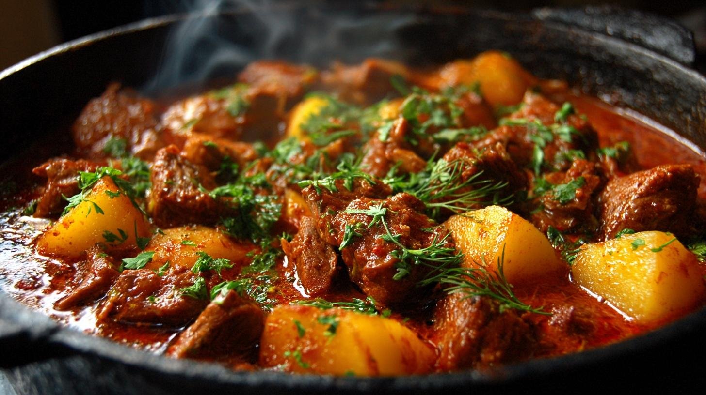 Šťavnatý hovězí guláš s brambory za 30 minut. Co potřebujete