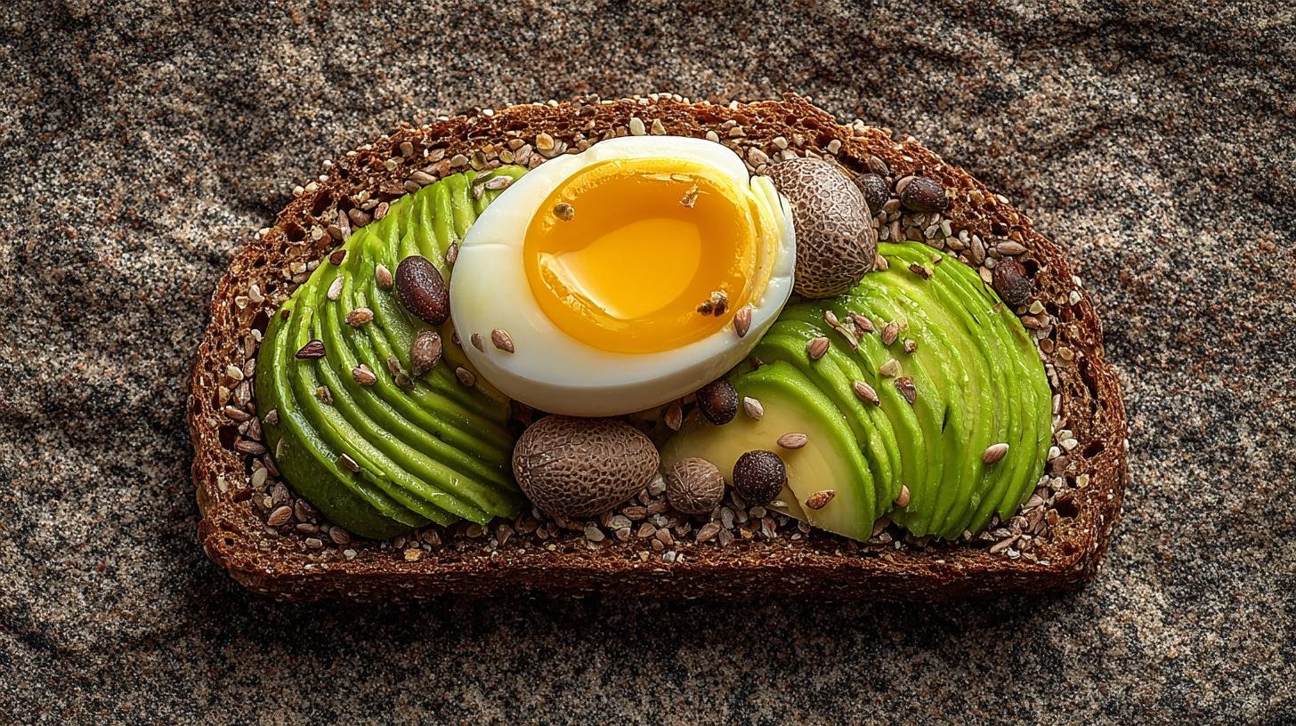 Snack: celozrnný chléb, avokádo, vejce — vláknina, energie