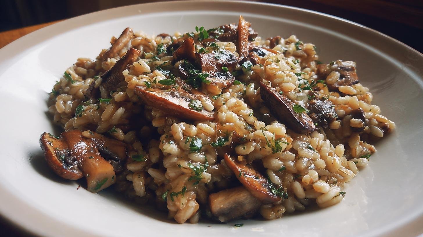 Houbový kuba s česnekem, kroupami a majoránkou 1 Houbový kuba s česnekem, kroupami a majoránkou