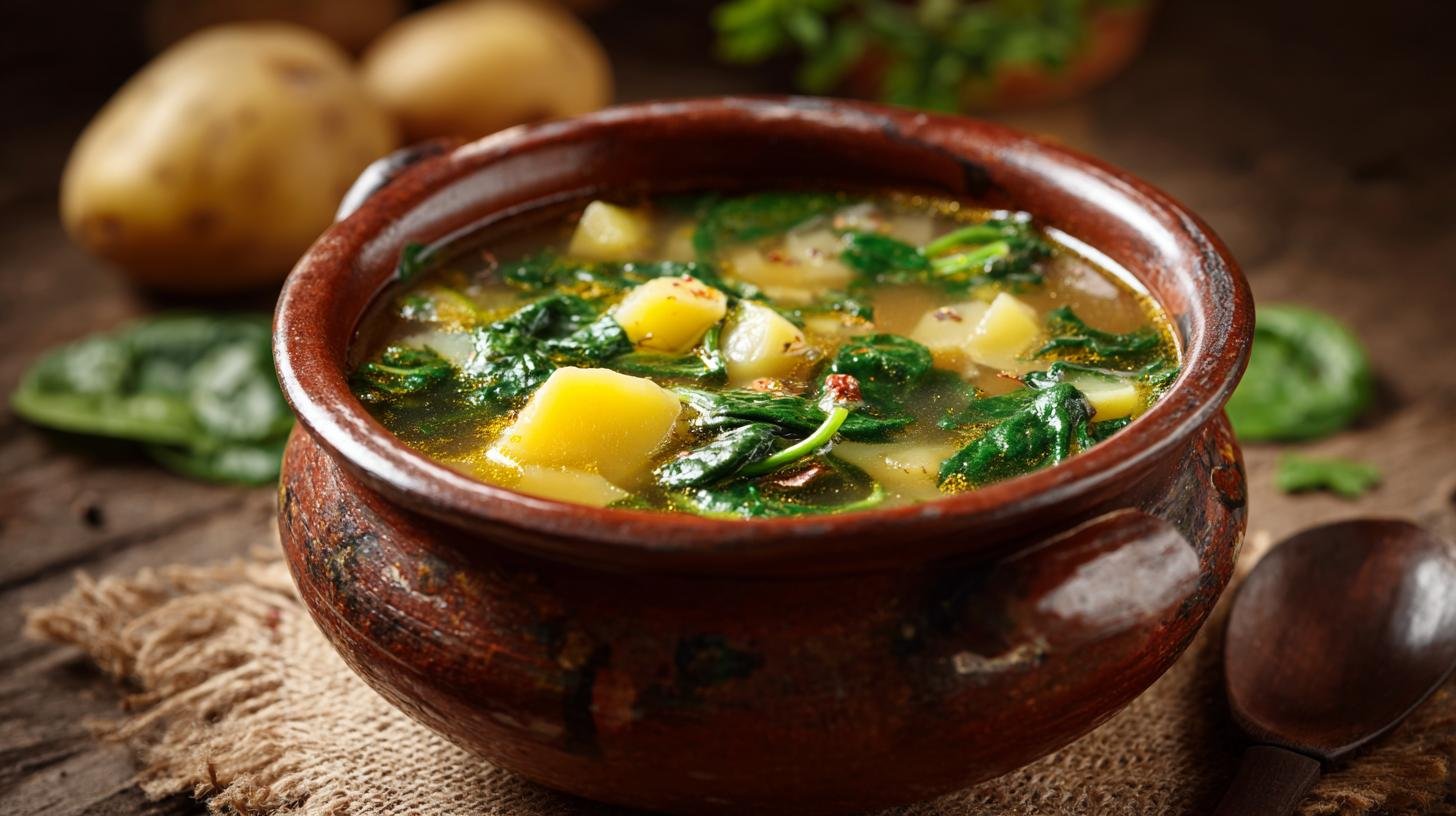 Zeleninová polévka s brambory a špenátem bez jediné chyby. Triky, které zabrání chybám