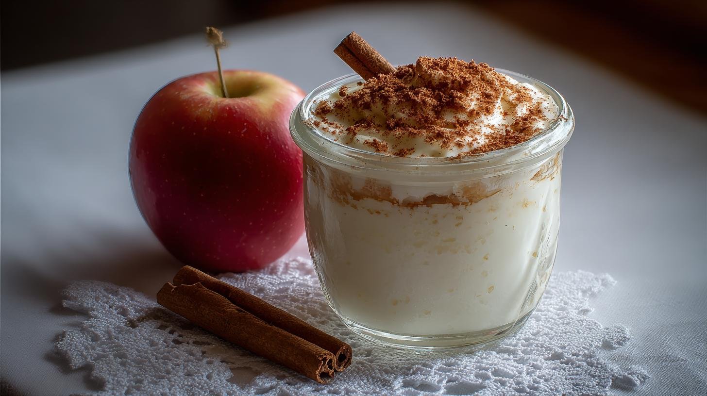 Správně připravený jablečný krém se skořicí, tvarohem a smetanou
