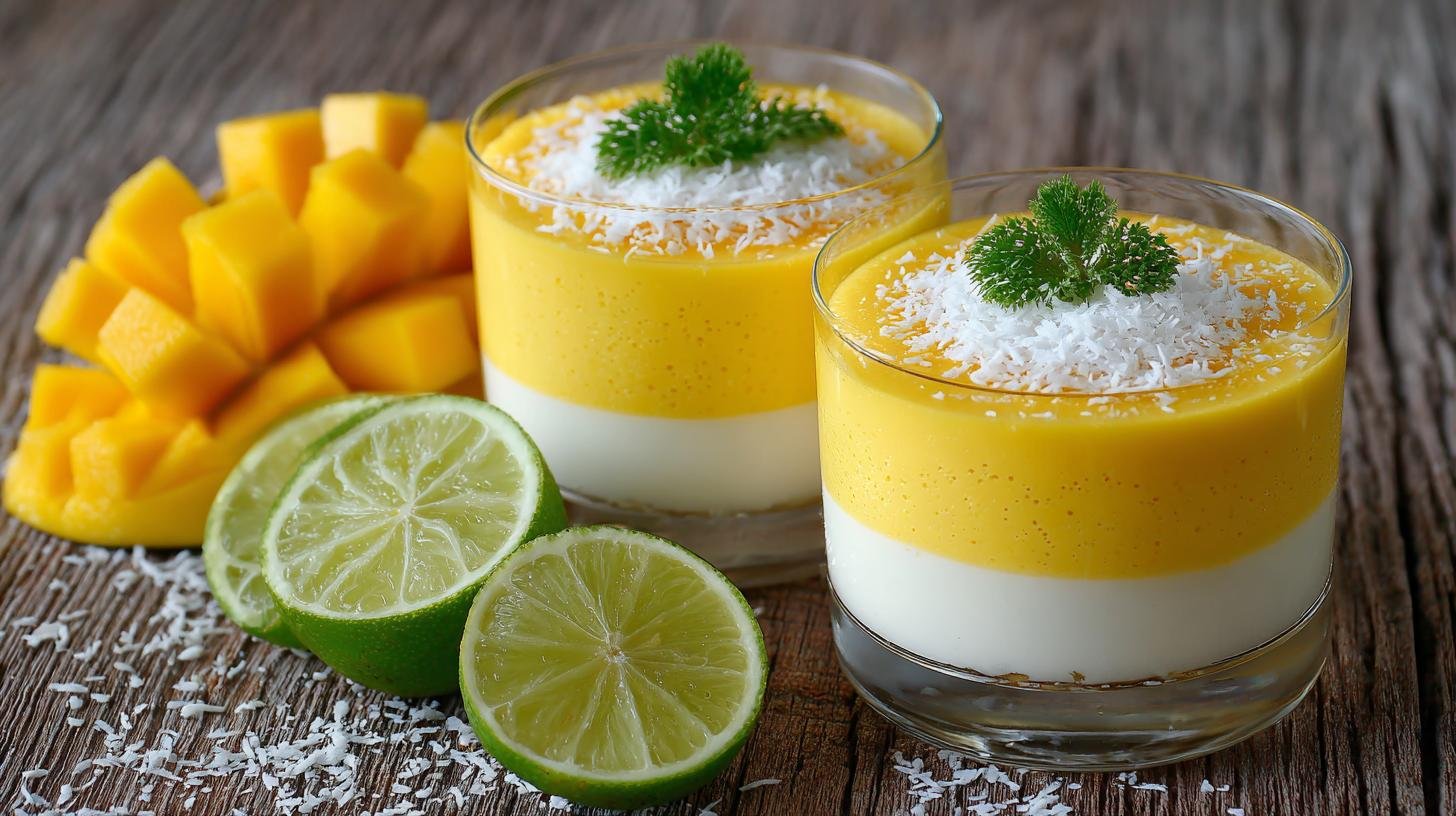 Pěnový dezert s mangem, kokosem a limetkou pro lehkou exotiku. Co budete potřebovat