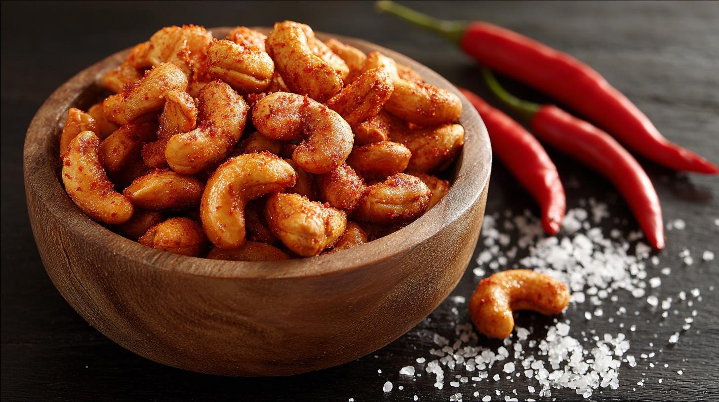 Pikantní oříšky kešu, chilli a sůl jako odvážný snack