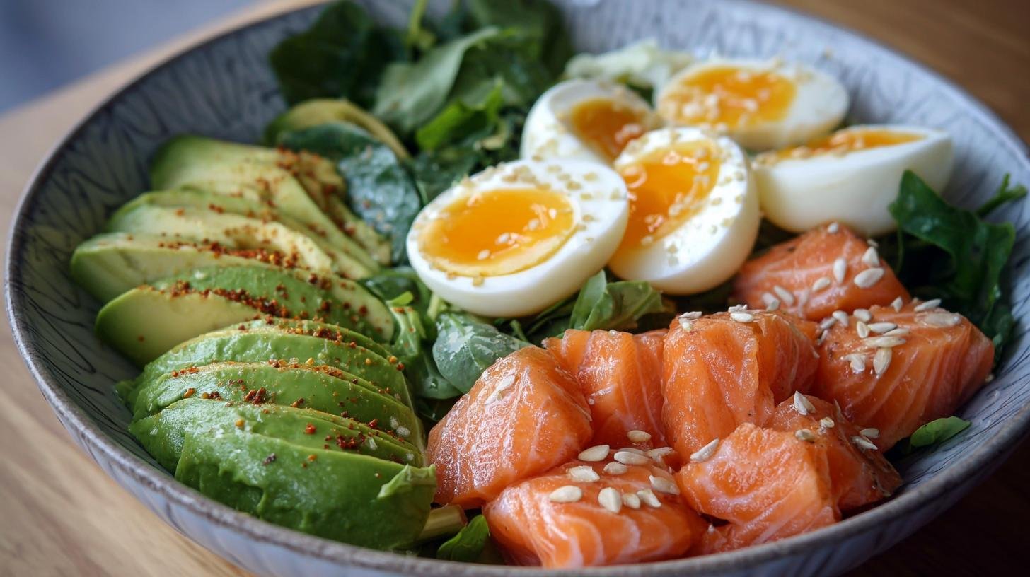 Salát s lososem, avokádem a vejcem – ideální oběd pro regeneraci