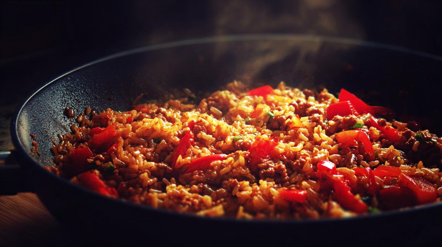 Mleté maso s rýží a paprikou – inspirace z jednoho hrnce