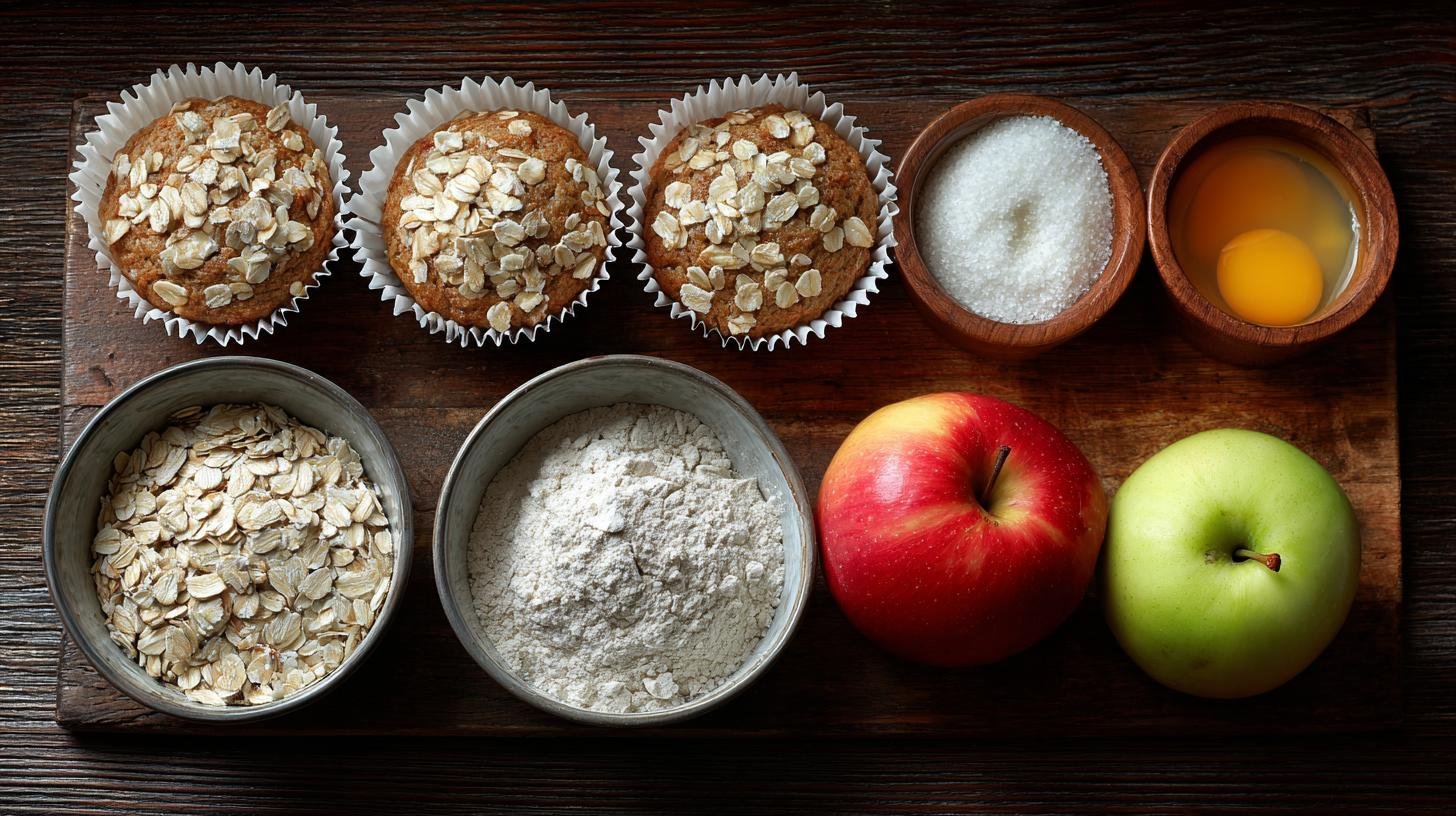 Jak připravit zdravé muffiny s jablky a ovesnými vločkami. Ingredience