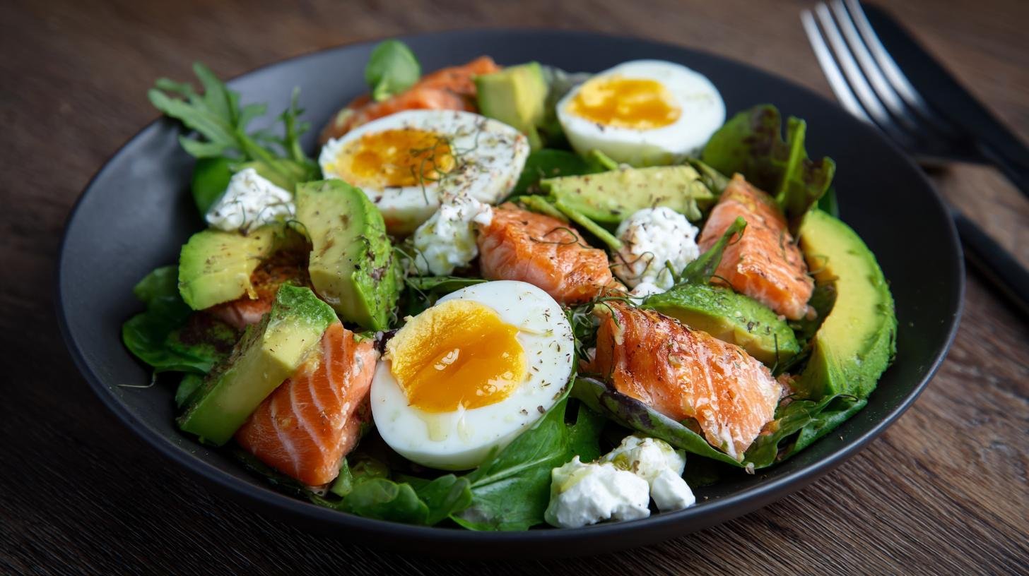 Salát s lososem, avokádem a vejcem – ideální oběd pro regeneraci. Rychlá příprava a kuchařský trik Salát s lososem, avokádem a vejcem – ideální oběd pro regeneraci. Rychlá příprava a kuchařský trik
