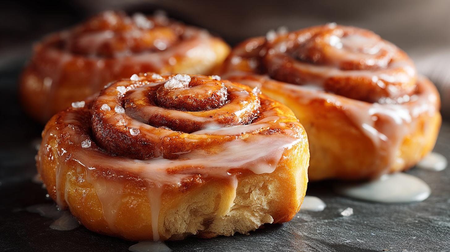 Skořicové šneky s máslem, třtinovým cukrem a vanilkovou polevou