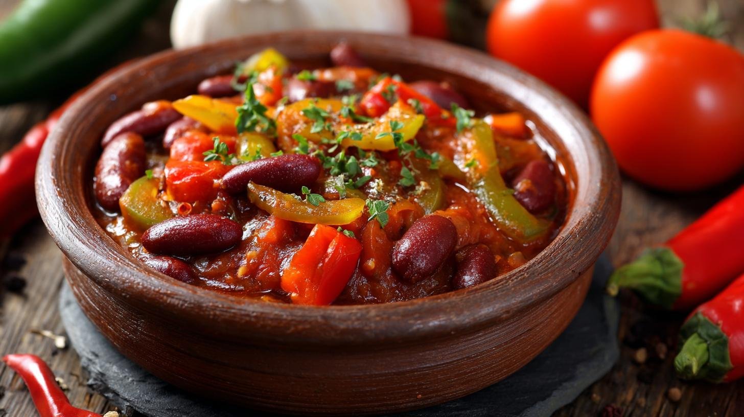 Pikantní fazolový guláš s rajčaty, paprikou a chilli. Tajemné tipy pro hlubší chuť