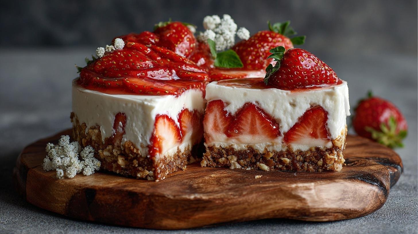 Nepečený dort s mascarpone a jahodami