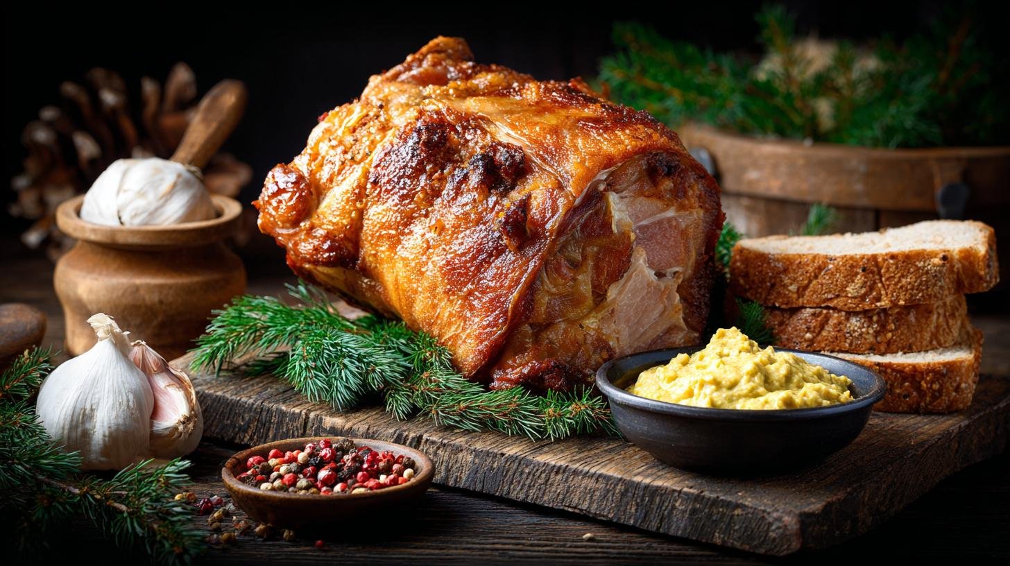Pečené koleno s hořčicí, křenem a čerstvým chlebem. Proč jde o sváteční, a přitom domácí jídlo