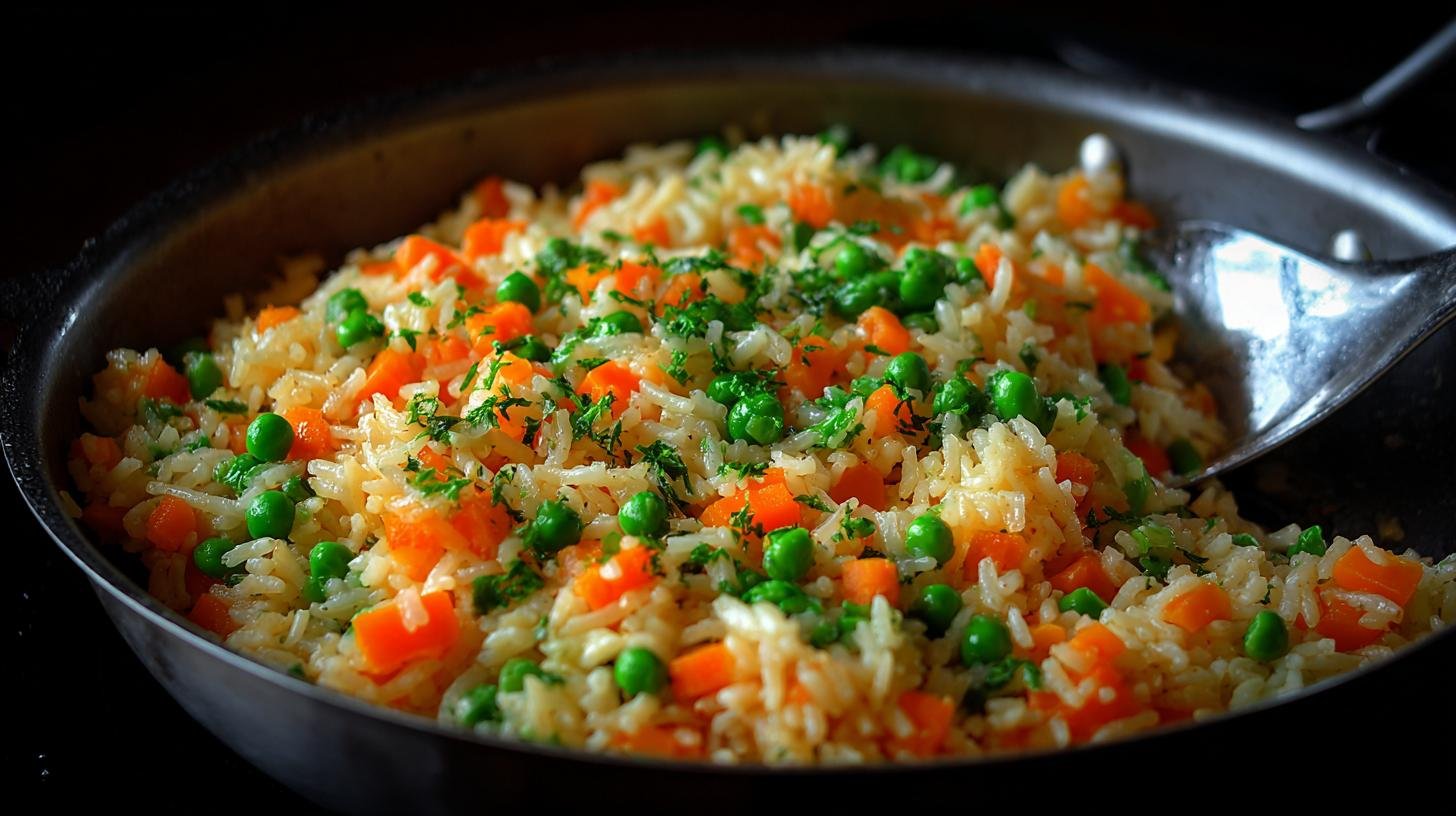 Rýže s hráškem a mrkví – tajemství lehkého jídla z jedné pánve. Jednoduchý postup v jedné pánvi