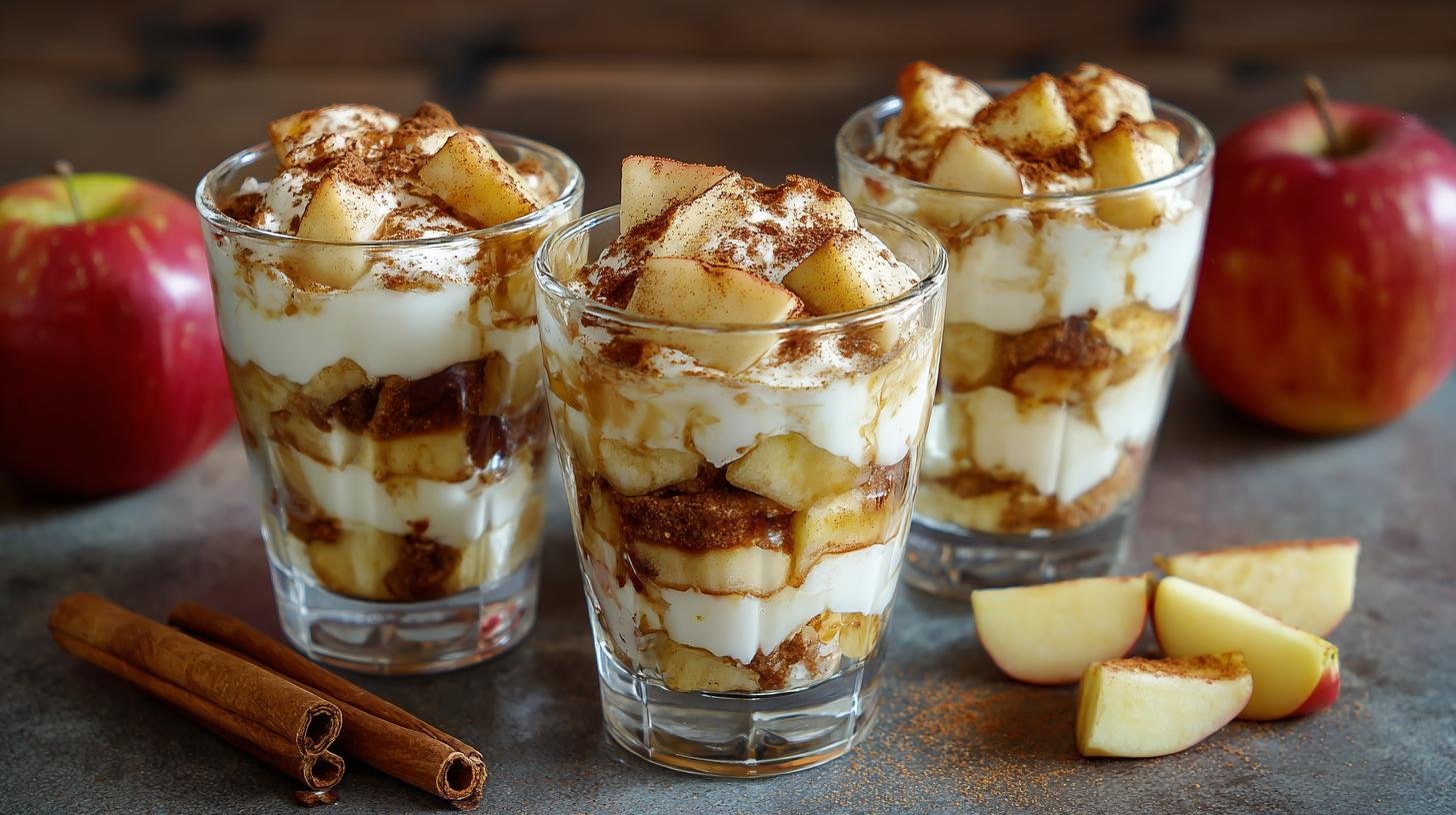 Rychlé poháry s jablky, skořicí a smetanou bez čekání. Jak připravit krok za krokem