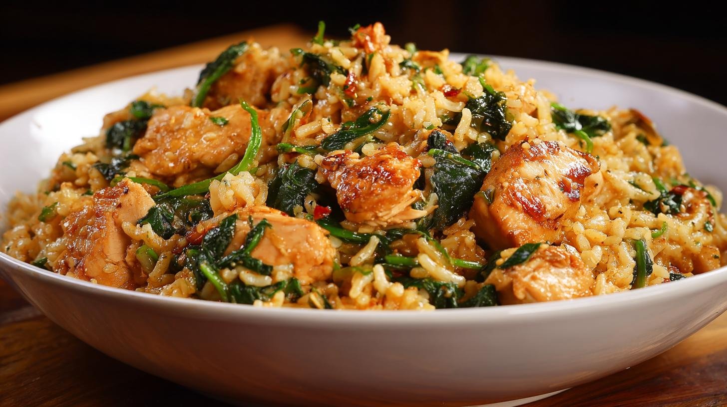 Kuřecí směs s rýží a špenátem jako rychlé všední řešení. Rychlý postup a kuchařské triky