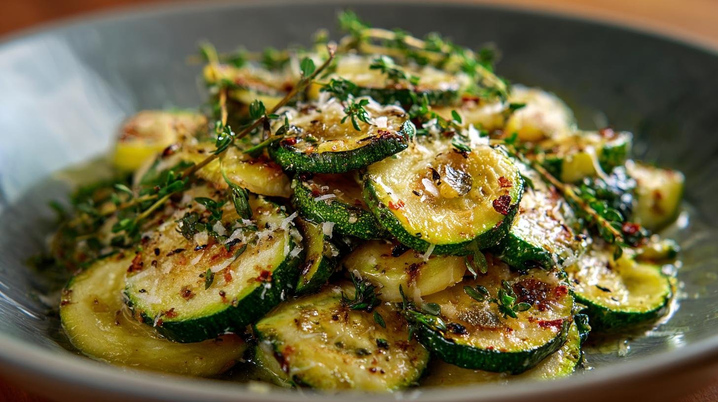 Lehce pečená cuketa s parmazánem, česnekem a voňavými bylinkami