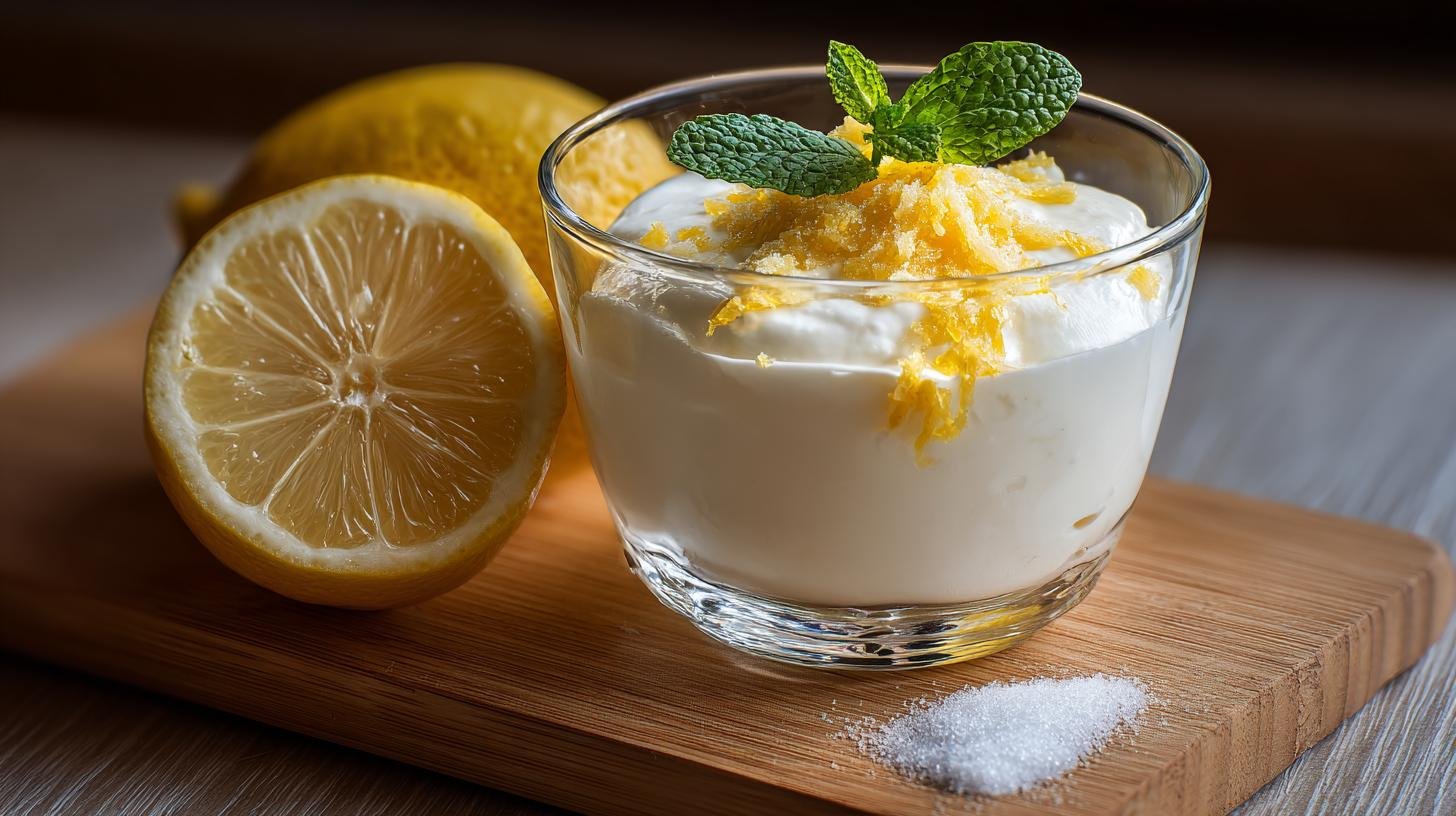 Citrónový jogurtový dezert s cukrem pro svěží odpolední pauzu